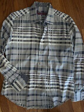 Men's Robert Graham multi color check patterned button down shirt Large